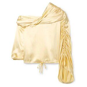 Sunshine yellow silk asymmetric Hellessy top, NWT, 0